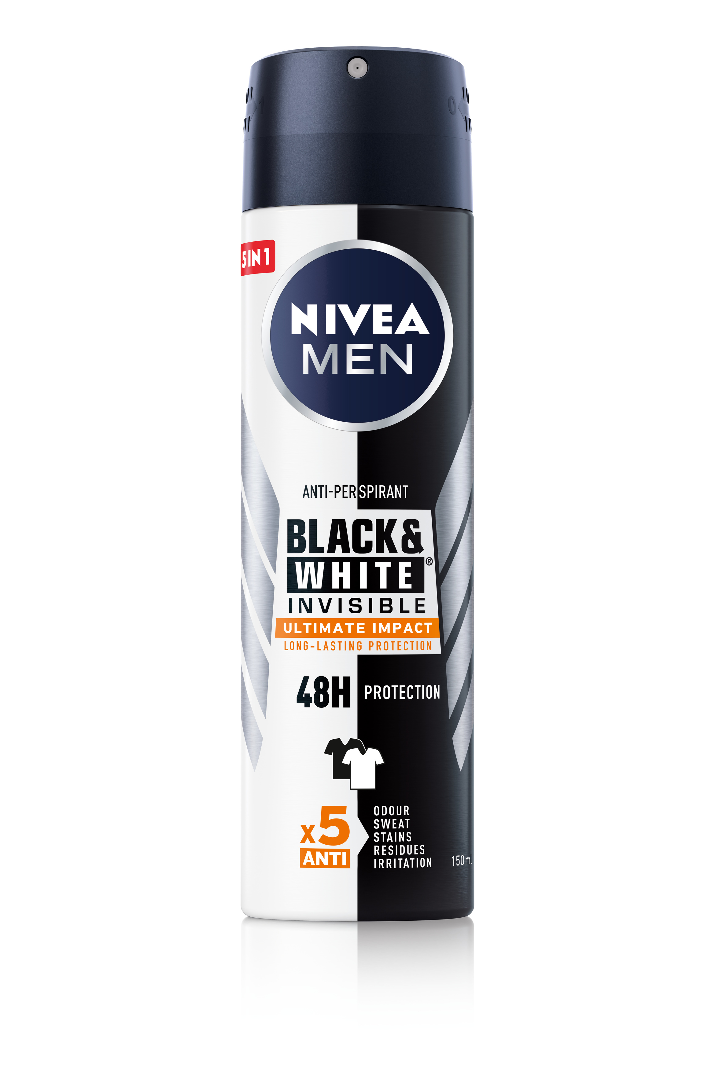 NIVEA MEN Мъжки део спрей Invisible on Black & White Ultimate Impact, 150мл.