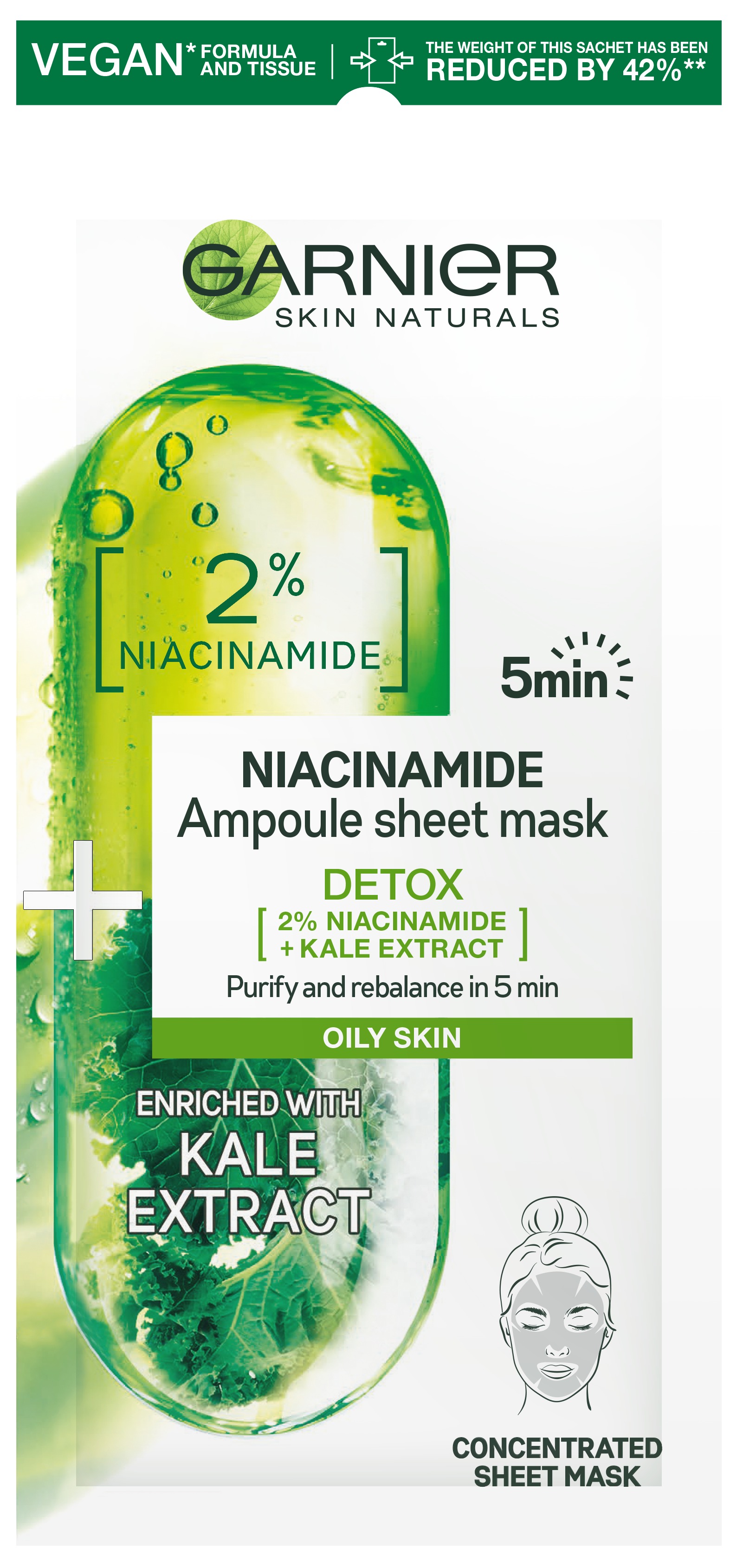 GARNIER SKIN NATURALS Маска ампула с ниацинамид 15 гр