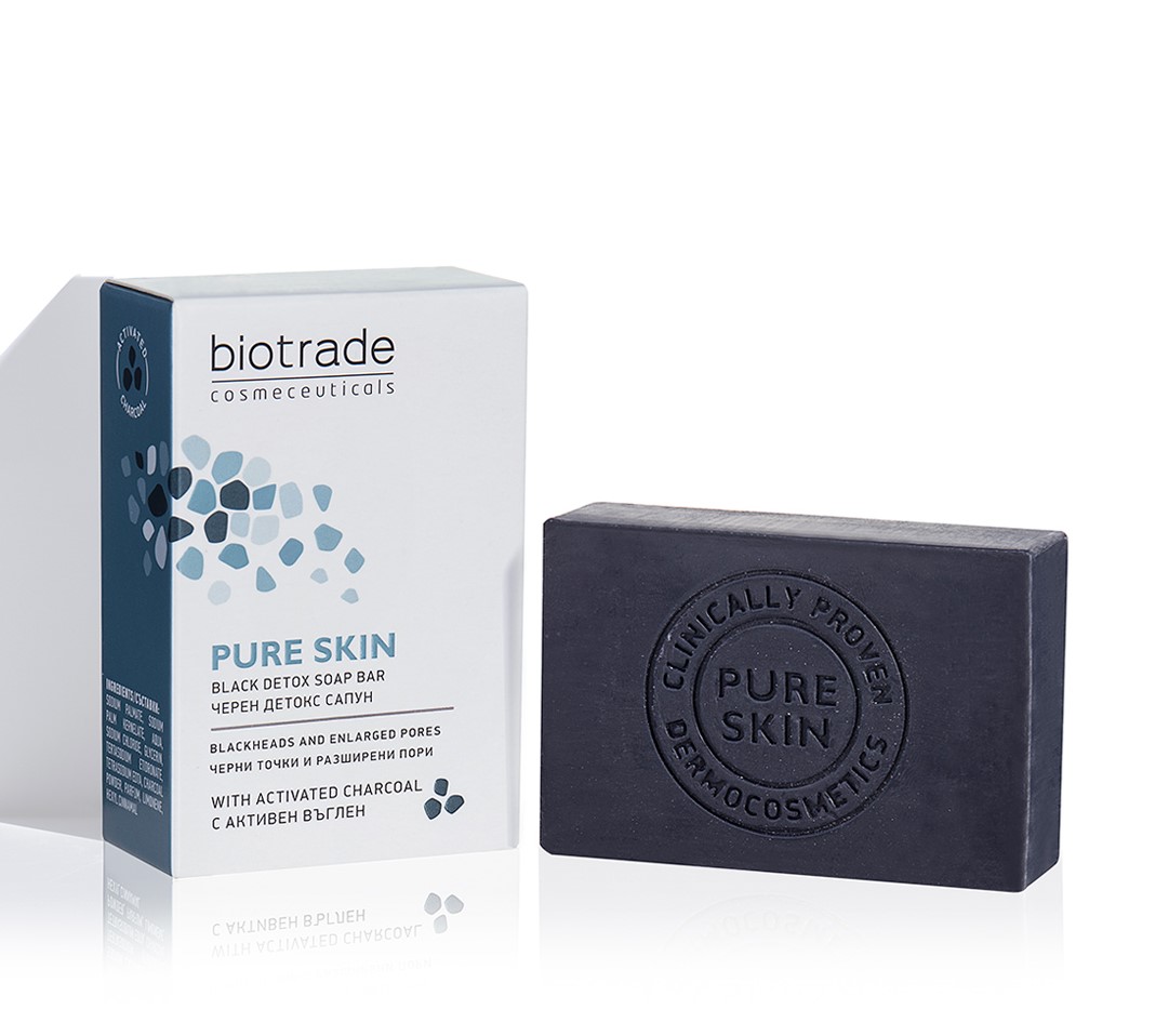 BIOTRADE PURE SKIN Сапун с активен въглен за комбинирана към мазна кожа 100 гр. 