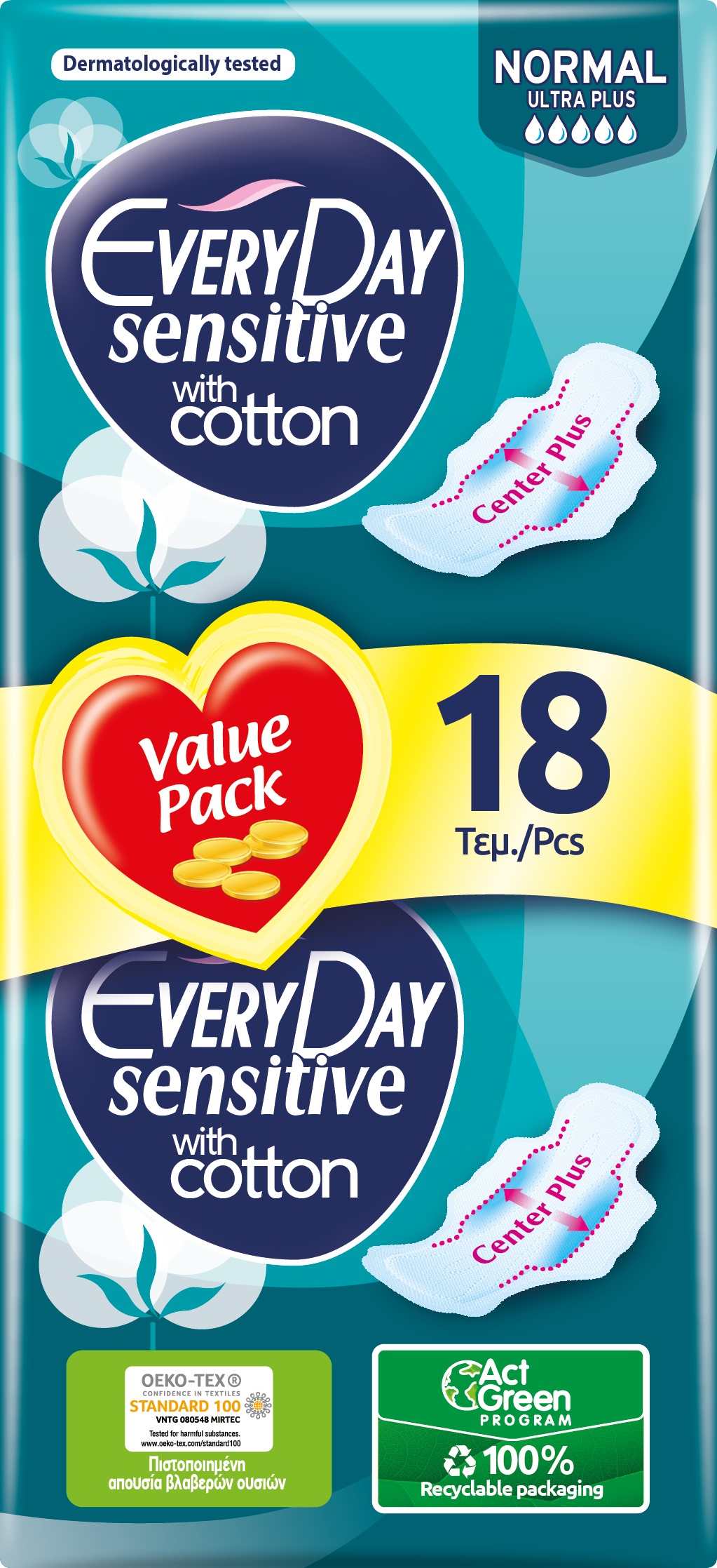 EVERYDAY SENSITIVE Дамски превръзки normal, 18 бр.