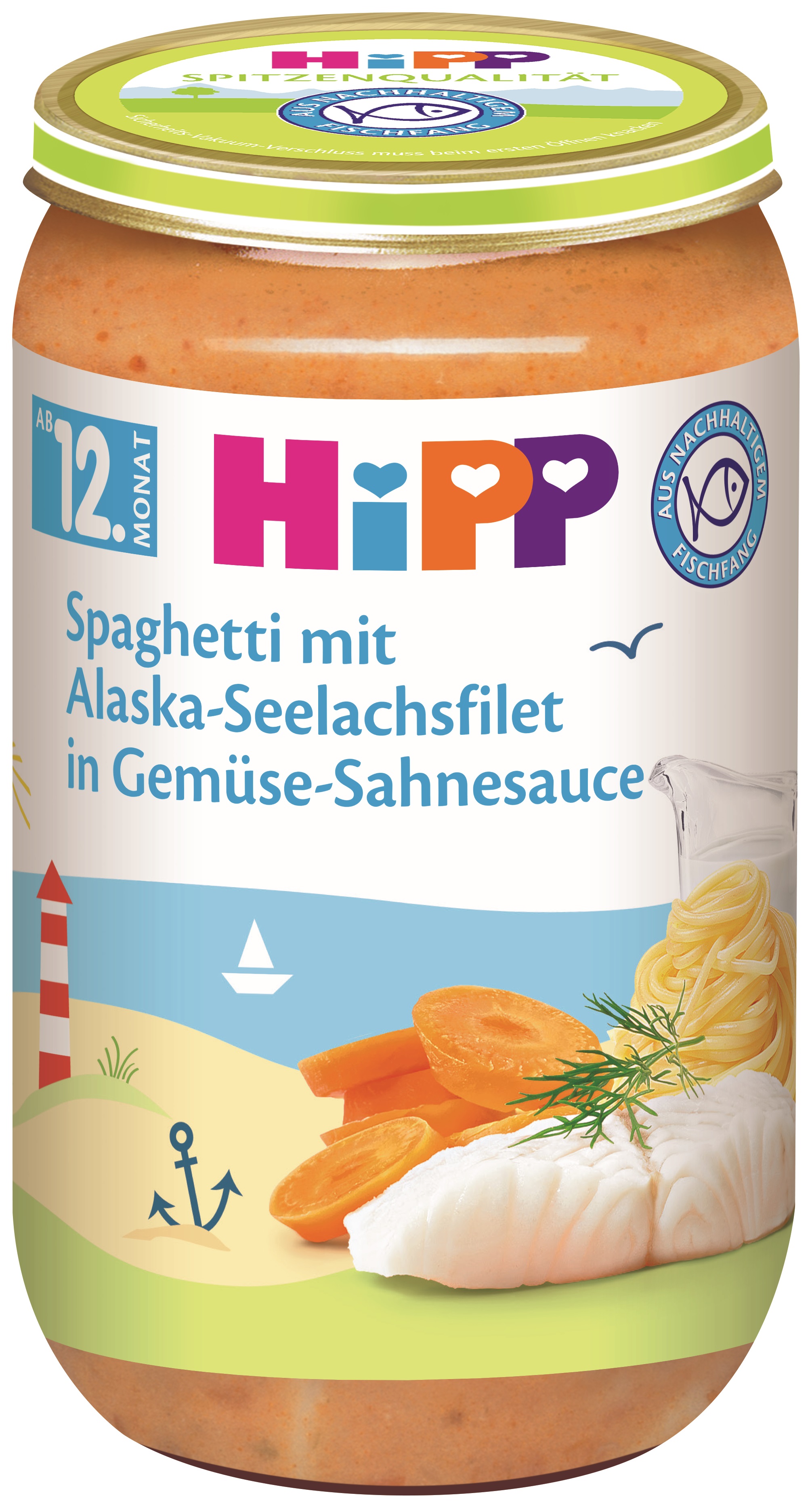 HIPP BIO Пюре Спагети с морска треска и зеленчуци 12+месеца 6825 250 г