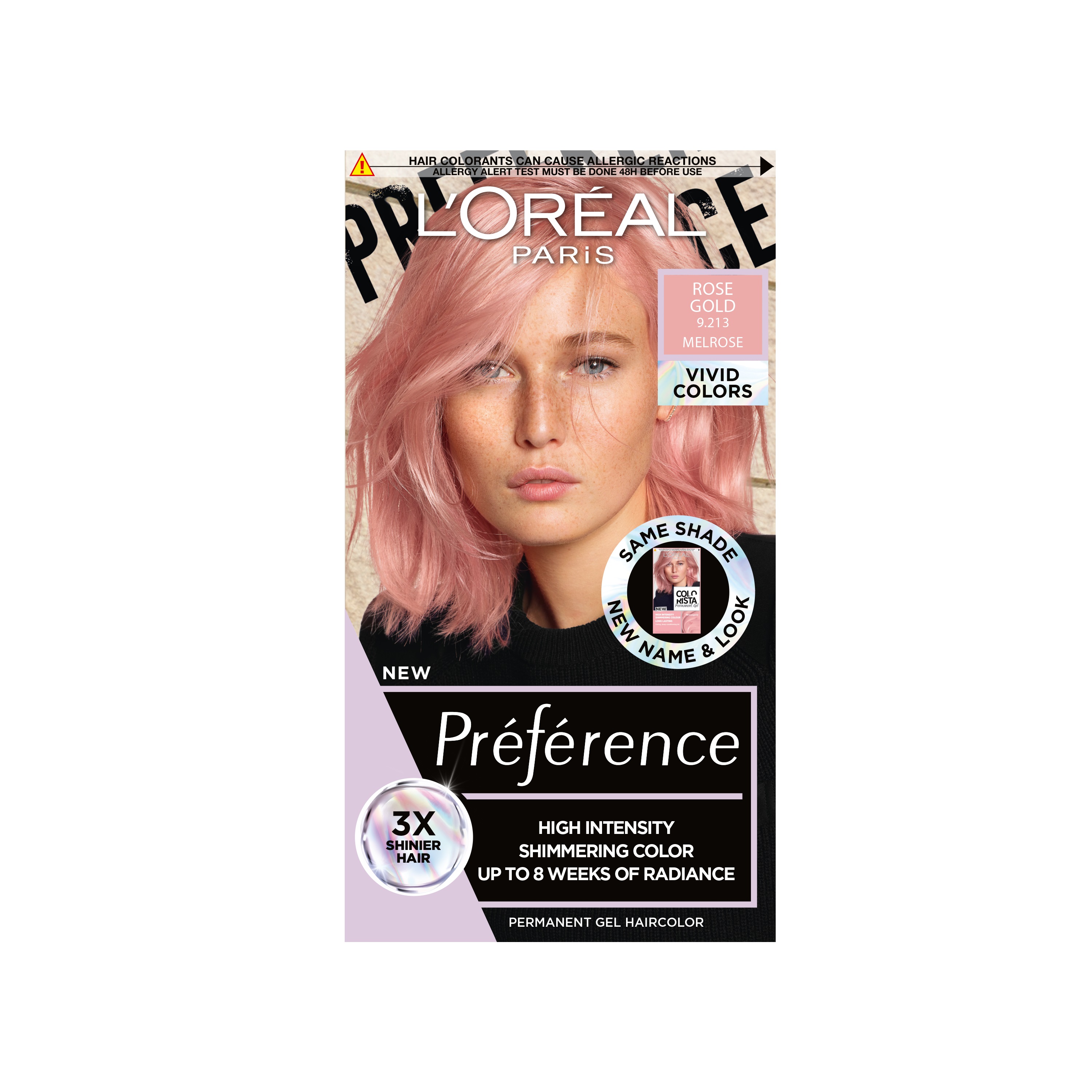 L'OREAL PARIS PREFERENCE VIVIDS ROSE GOLD Амонячна боя за коса 9.213