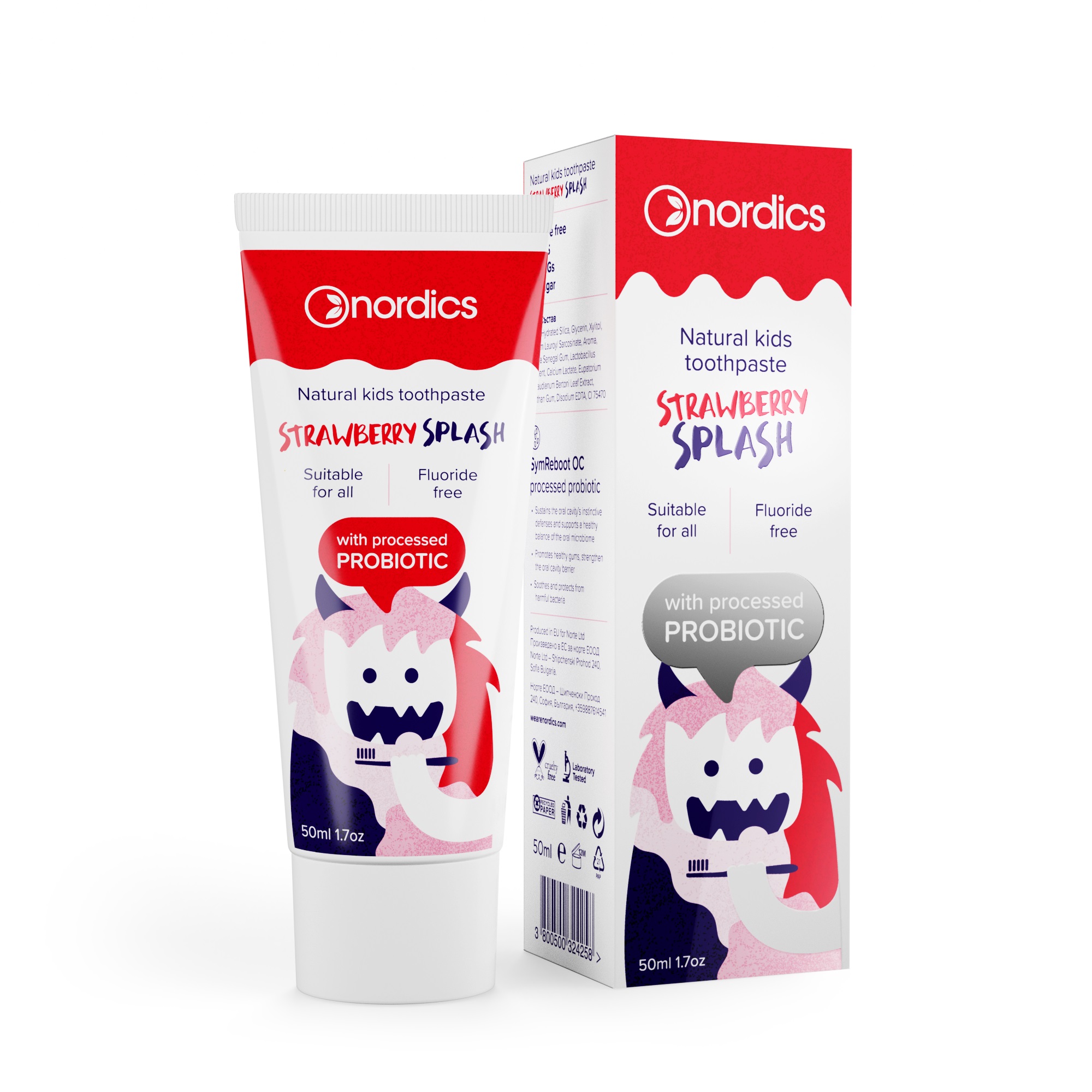 NORDICS STRAWBERRY SPLASH Детска паста за зъби с пробиотик 