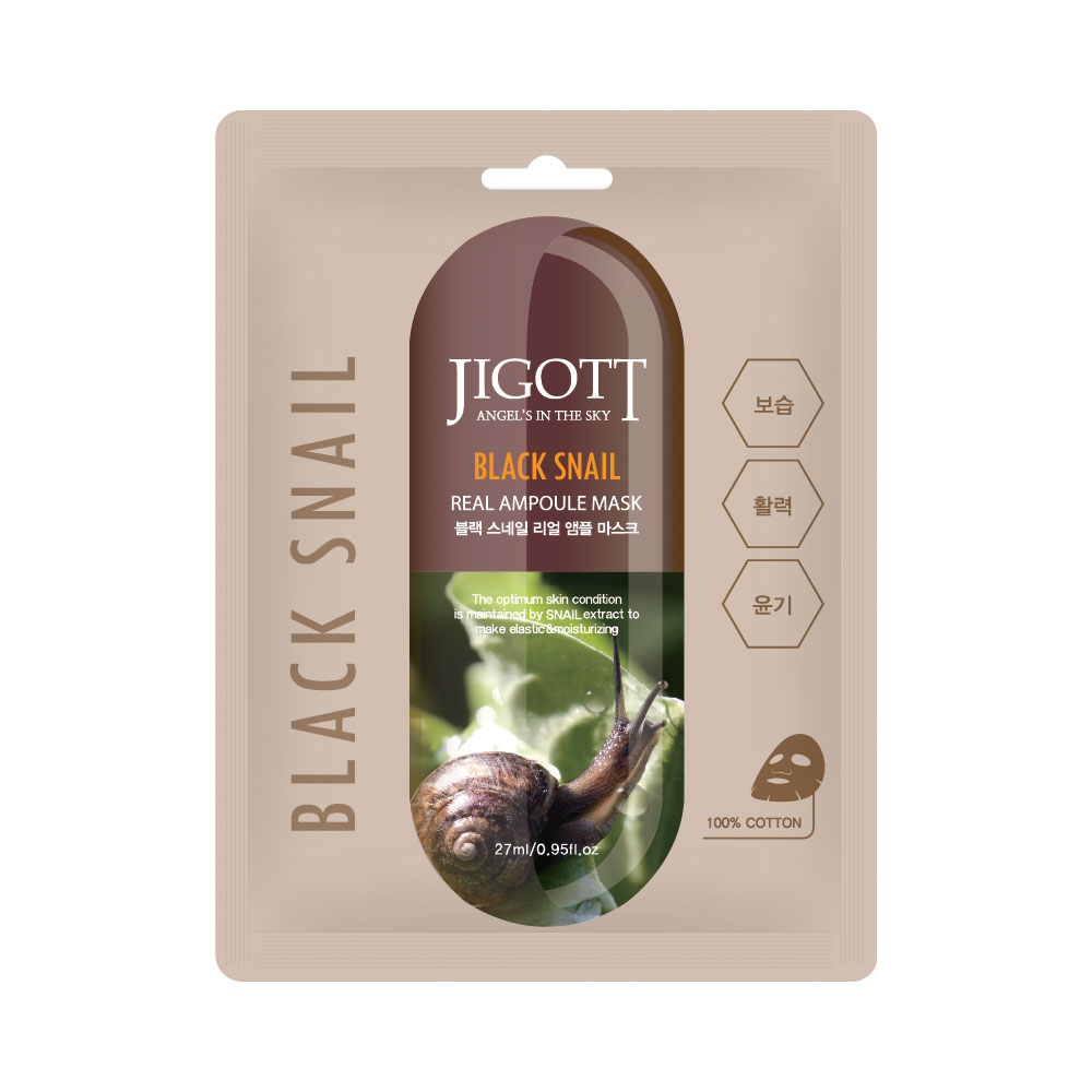 JIGOTT BLACK SNAIL REAL Ампулна маска с черен охлюв, 27мл