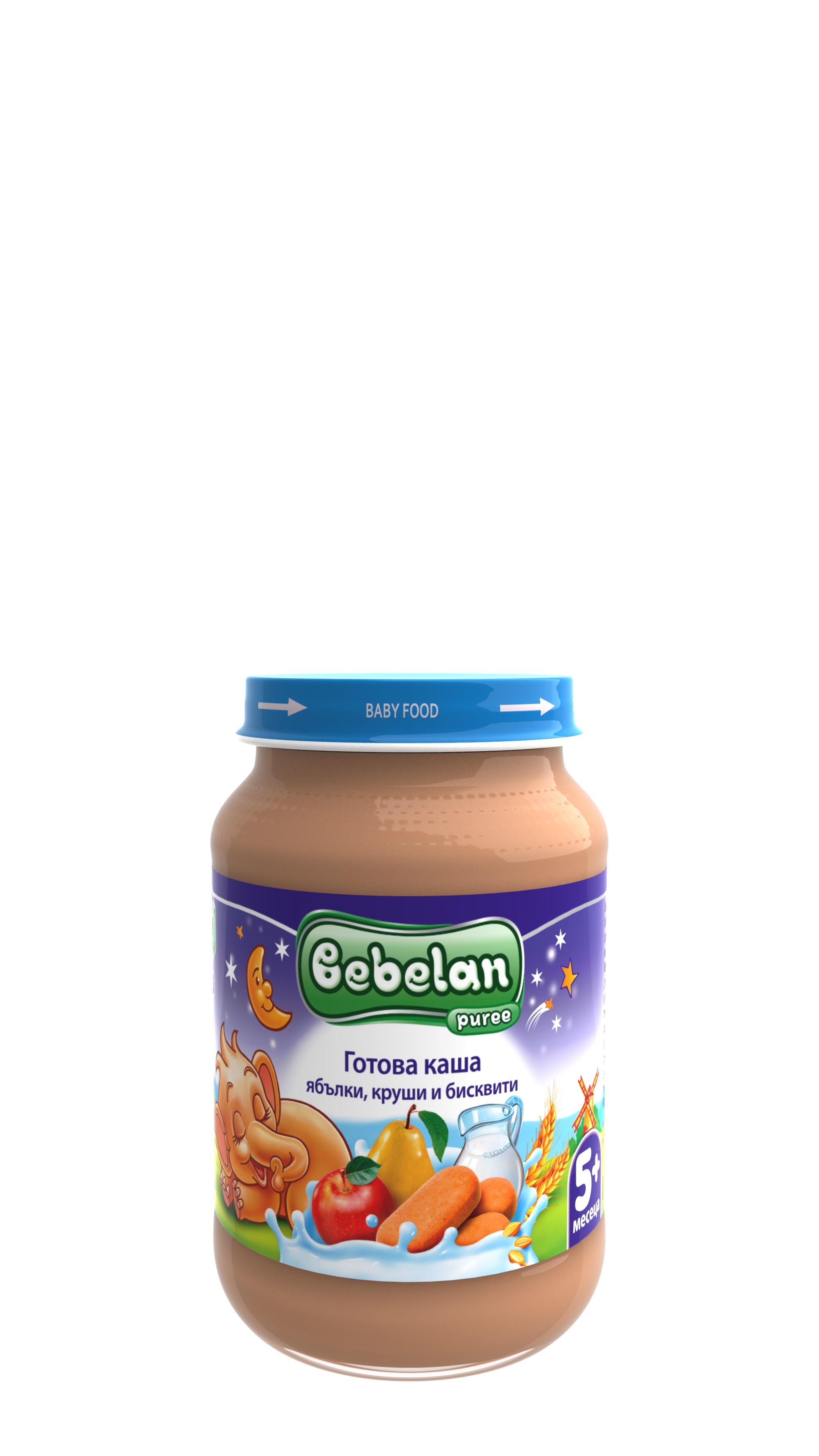BEBELAN OVKO Млечна каша ябълки, круши и бисквити, 190 гр