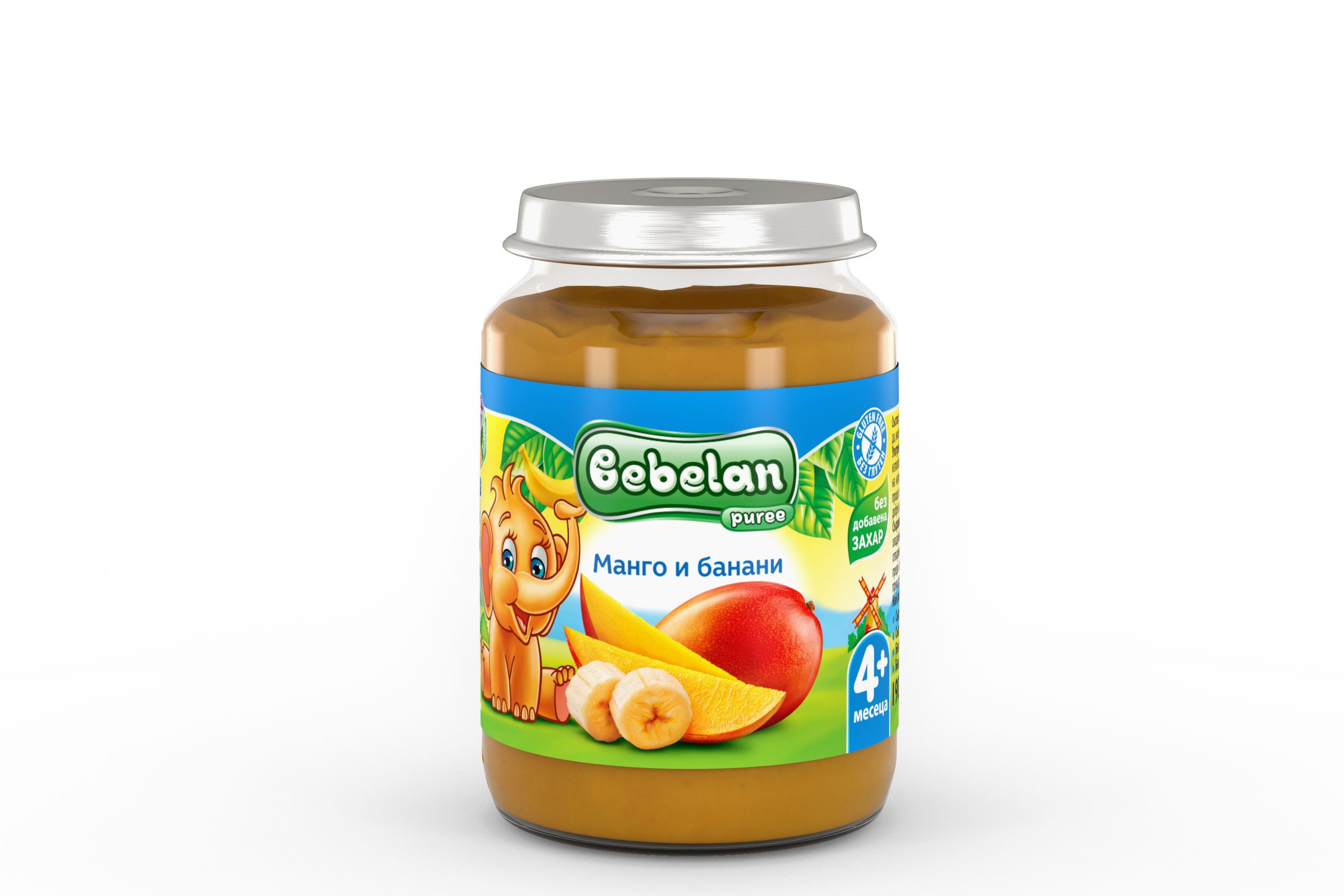 BEBELAN Плодов десерт манго и банани 4+, 190г