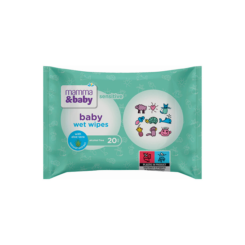 MAMMA&BABY Мокри кърпички сензитив, 20 бр.