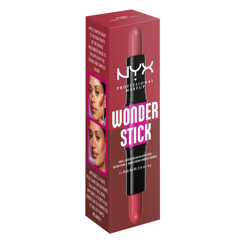 NYX PROFESSIONAL MAKE UP WONDER STICK Руж стик двоен Coral N Deep peach, 4 г