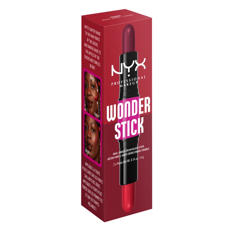 NYX PROFESSIONAL MAKE UP WONDER STICK Руж стик двоен Bright amber N Fuschia, 4 г