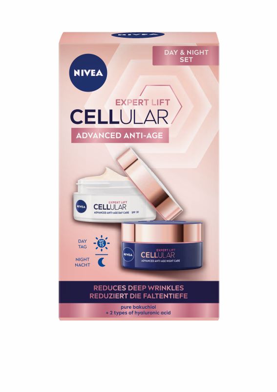 NIVEA CELLULAR HYALURON FILLER + ELASTICITY Дневен крем + нощен крем, дуо пакет