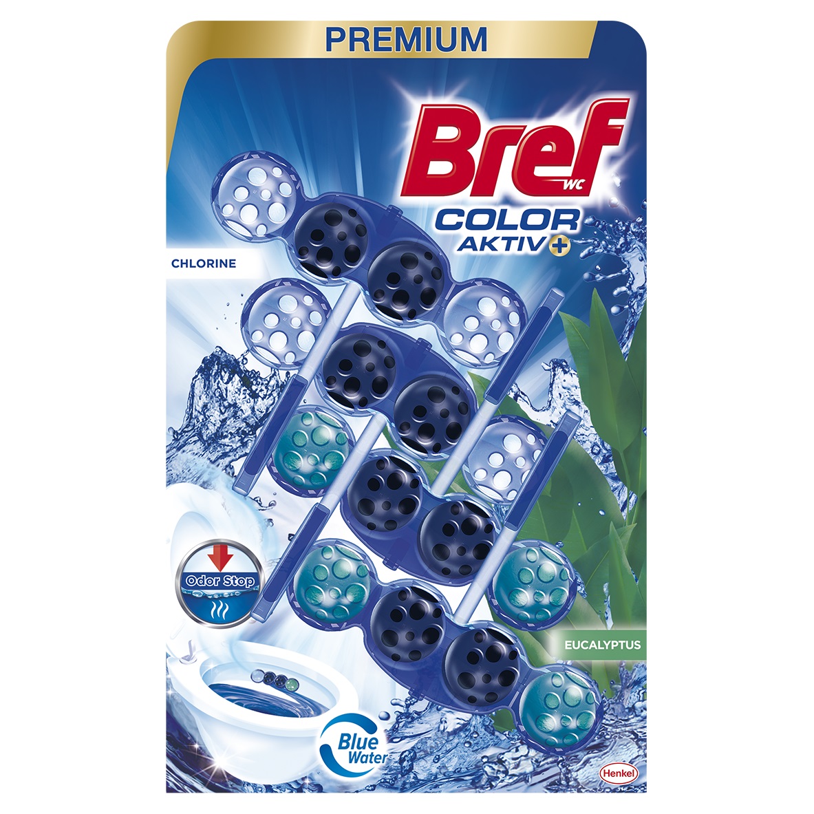 BREF WC BLUE ACTIVE EUCALYPTUS Ароматизатор за тоалетна 4 бр/оп, 50гр