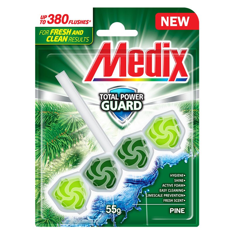 MEDIX WC TOTAL POWER GUARD БОР Твърдо тоалетно блокче с аромат набор 55гр., 1 бр.