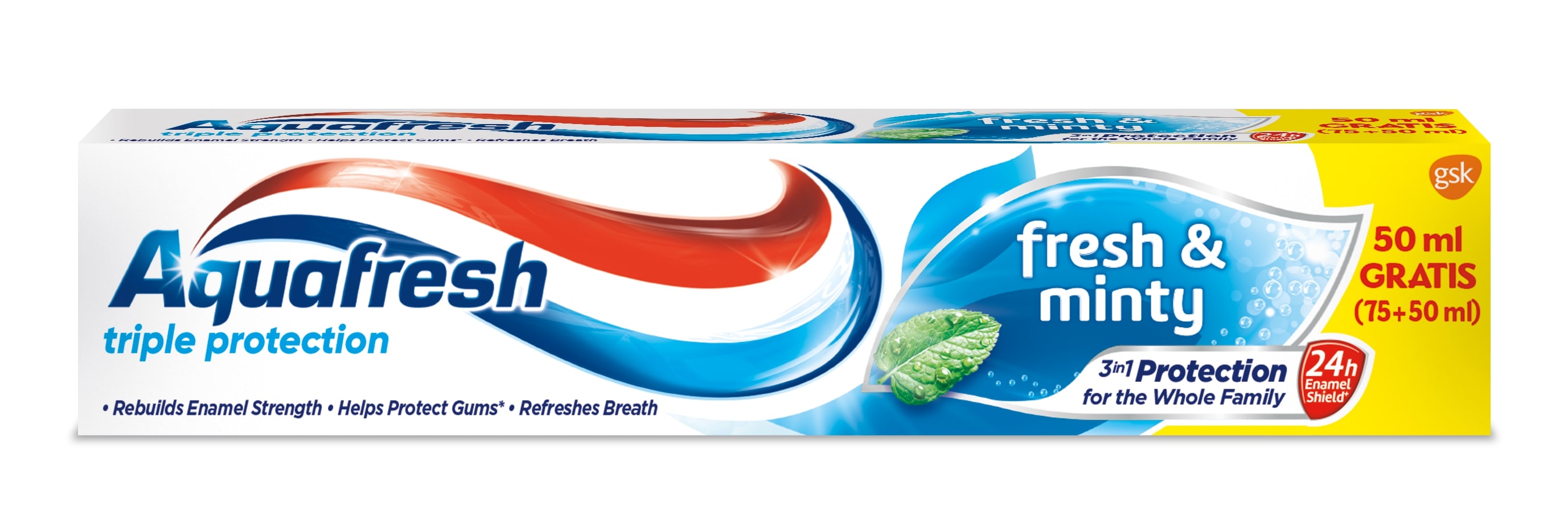 AQUAFRESH TRIPLE PROTECTION FRESH&MINTY Паста за зъби, 125 мл.