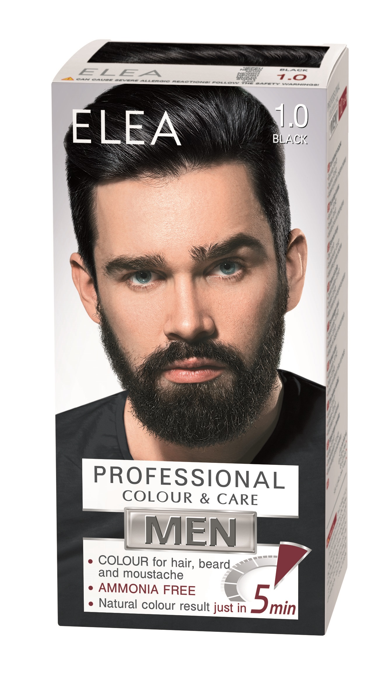 ELEA MEN PROFESSIONAL COLOR&CARE Безамонячна крем боя за коса за мъже 1.0 черна