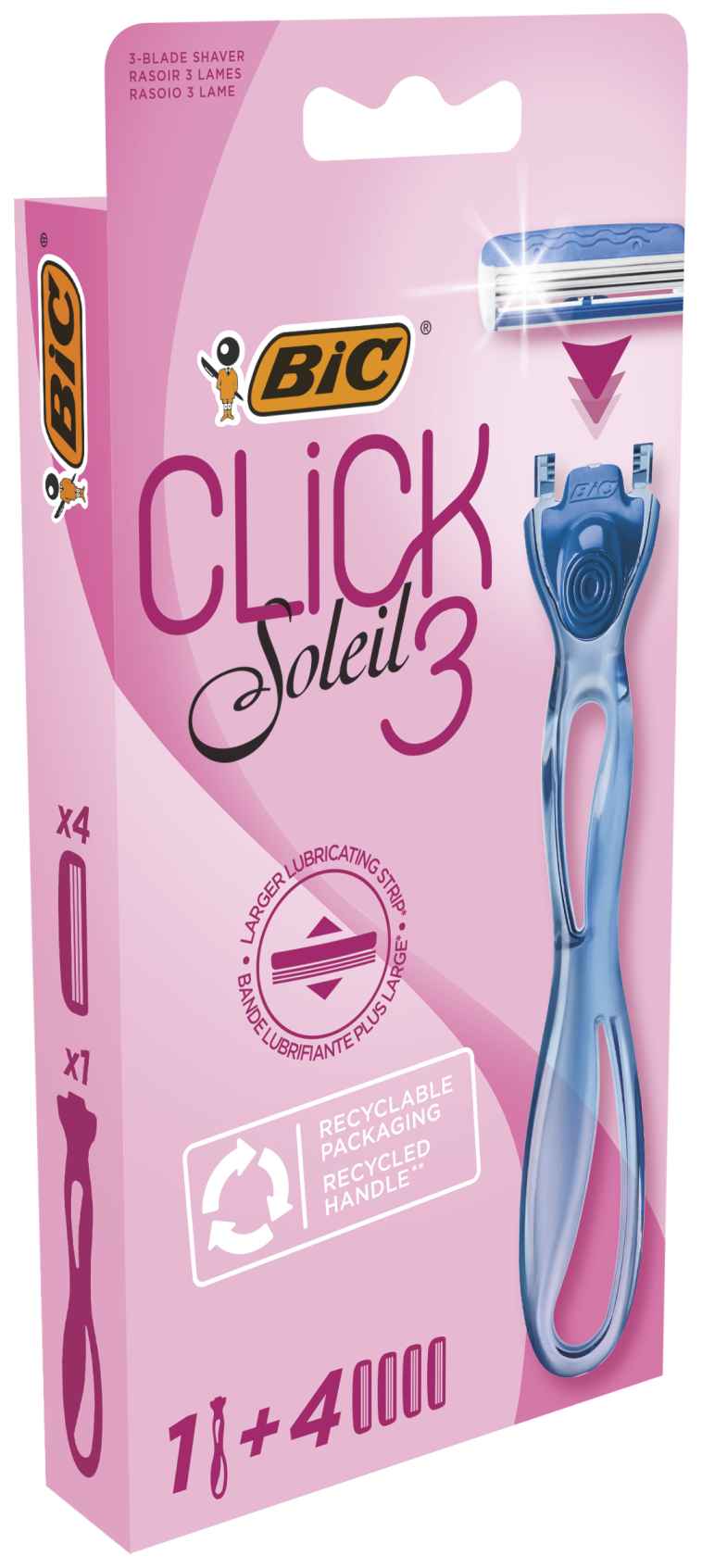 BIC CLICK SOLEIL 3 Система за бръснене, 1 бр. + 4 ножчета