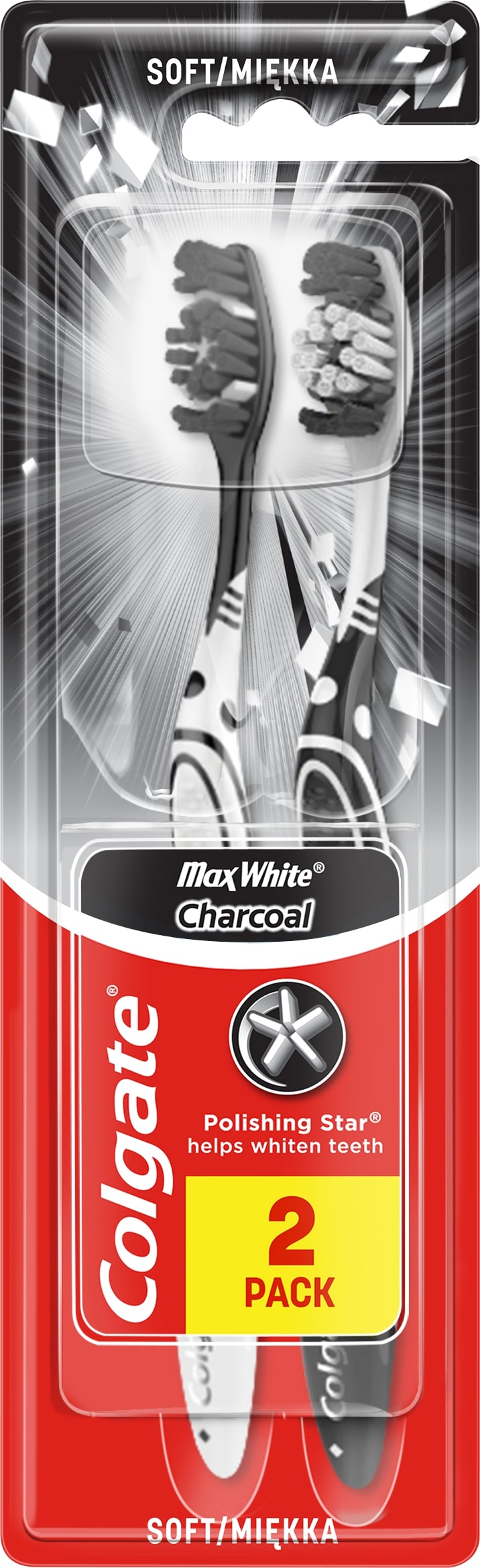 COLGATE MAX WHITE CHARCOAL DUOPACK Четка за зъби, 1+1бр.