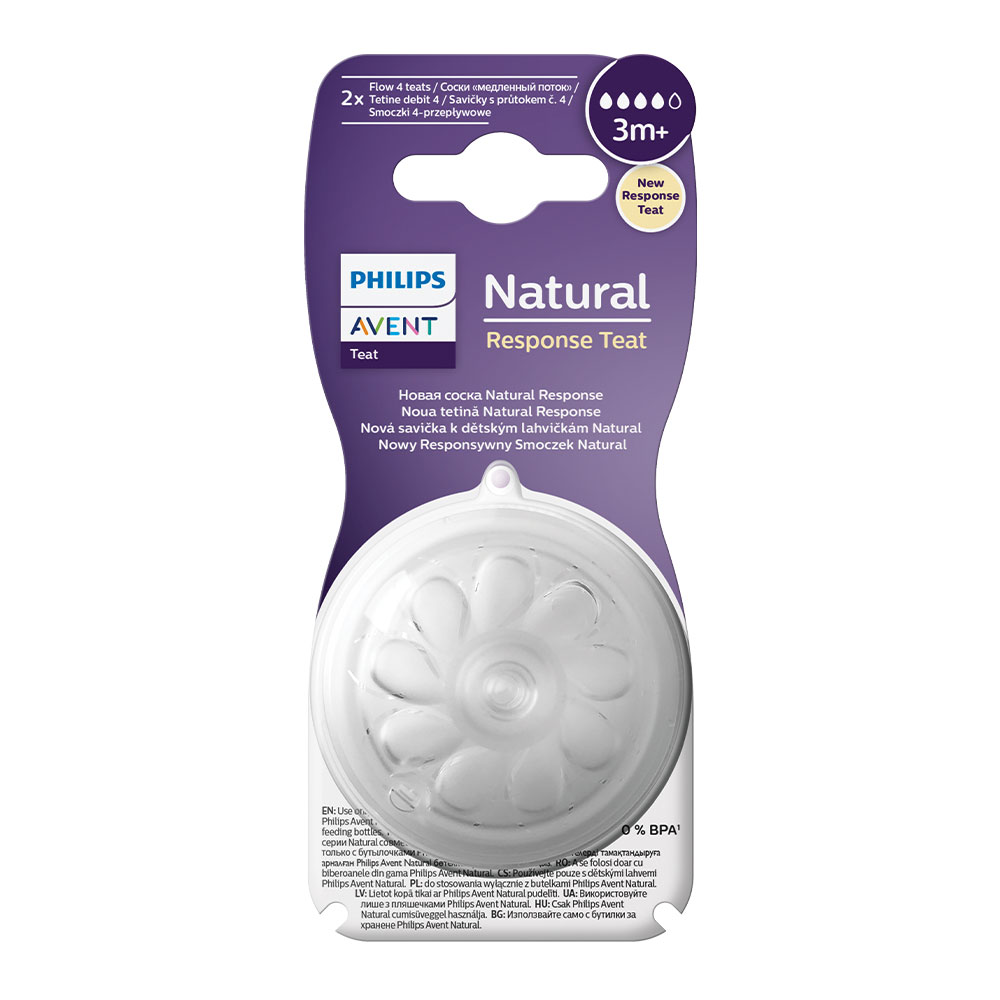 AVENT NATURAL RESPONSE Биберон поток 4, 2 бр. 3м+