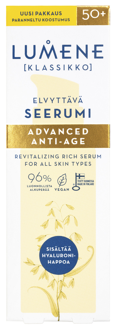LUMENE KLASSIKKO ADVANCED ANTI-AGE Подмладяващ серум против бръчки, за сияйна кожа, 30мл