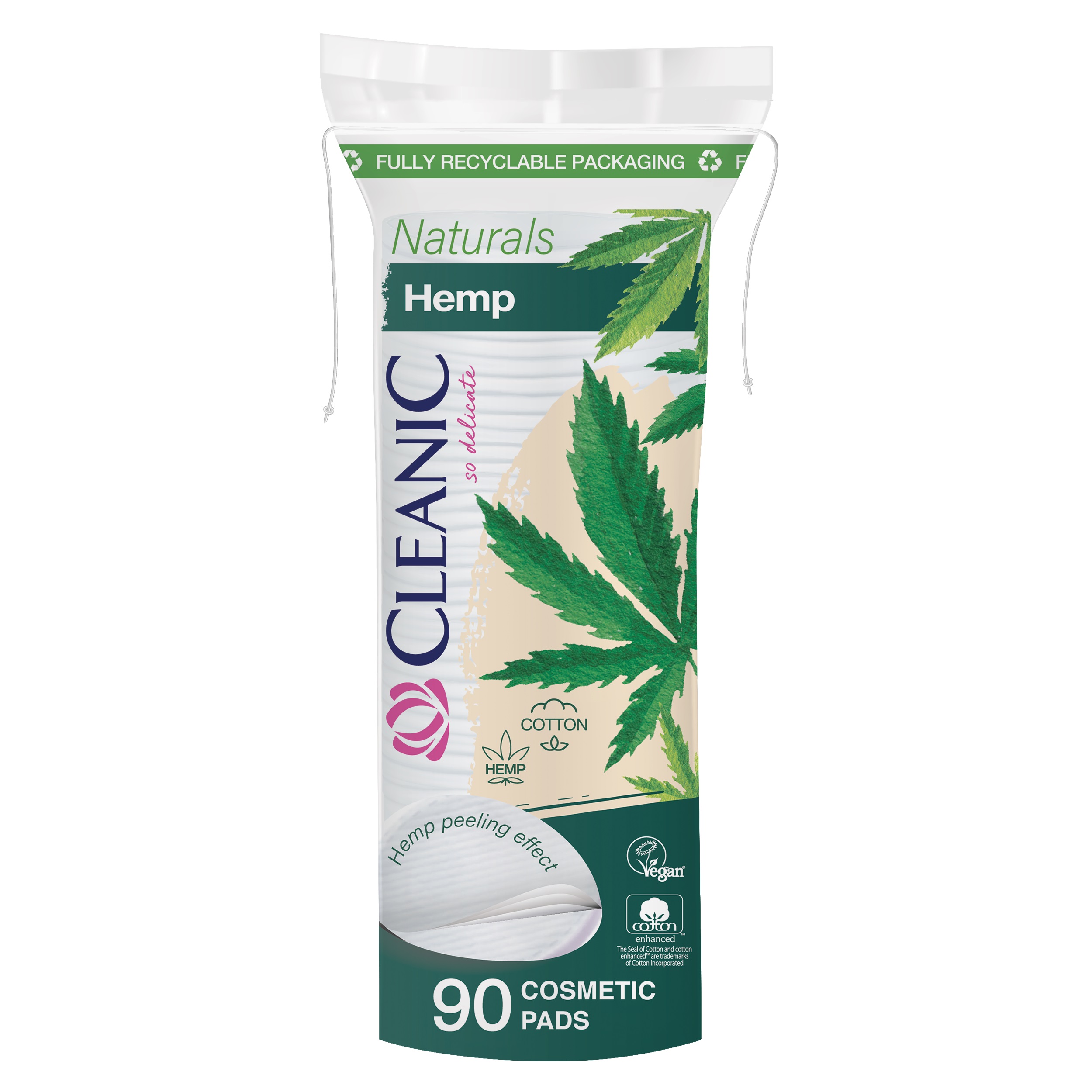 CLEANIC NATURALS Тампони за грим с коноп, 90бр.