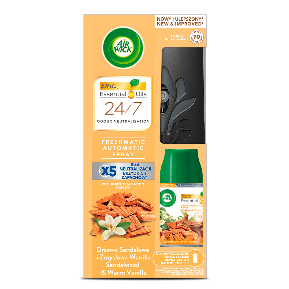 AIR WICK FRESHMATIC Комплект сандалово дърво и ванилия, 250 мл.