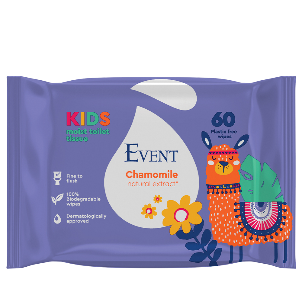 EVENT Влажна тоалетна хартия за деца с екстракт от лайка, 60 бр.