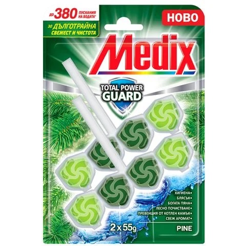 MEDIX WC TOTAL POWER GUARD Ароматизатор за тоалетна бор, 2х55гр.