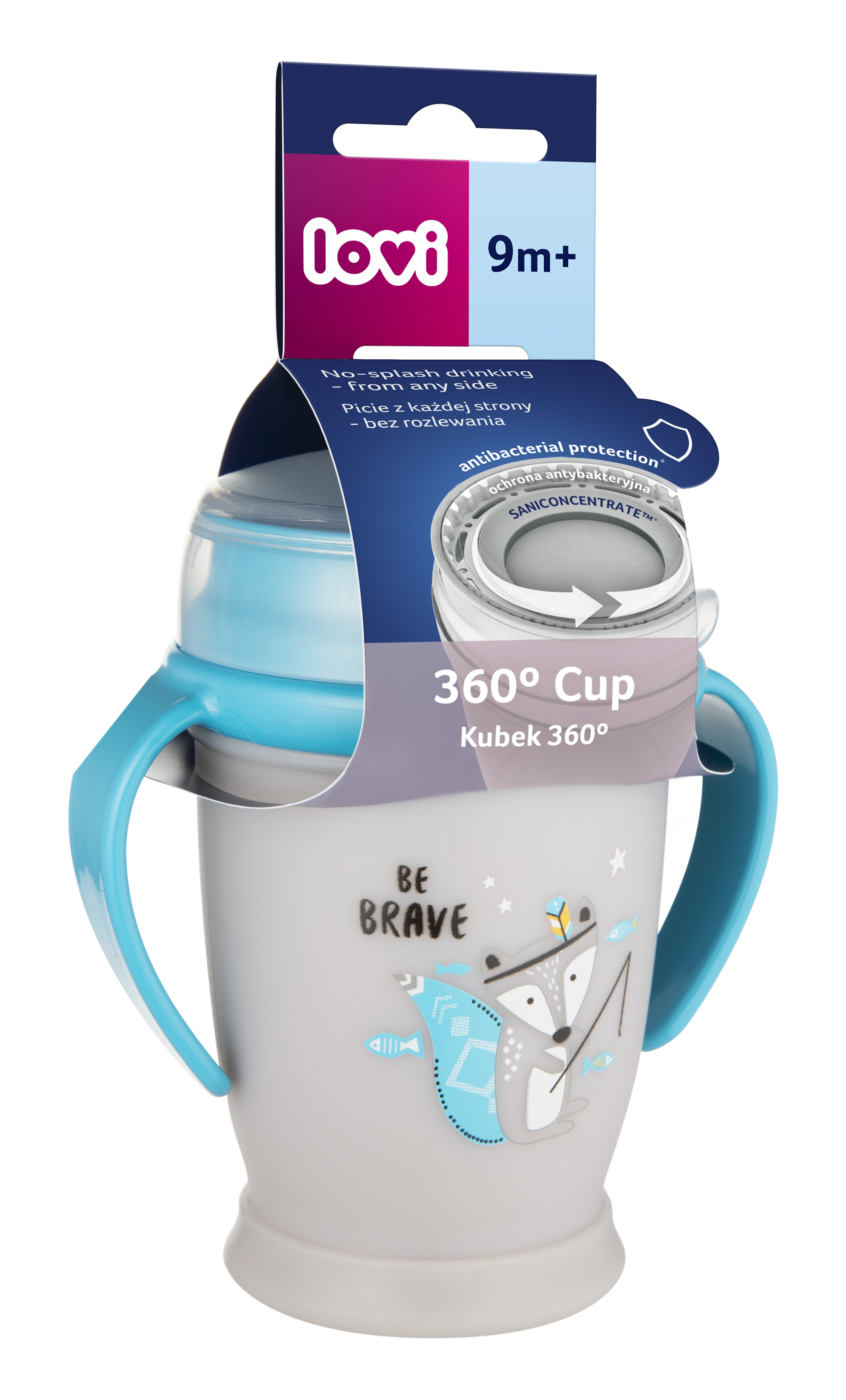 LOVI JUNIOR RETRO BABY Чаша с ръкохватки 9+ месеца синя 250 мл, 1 бр