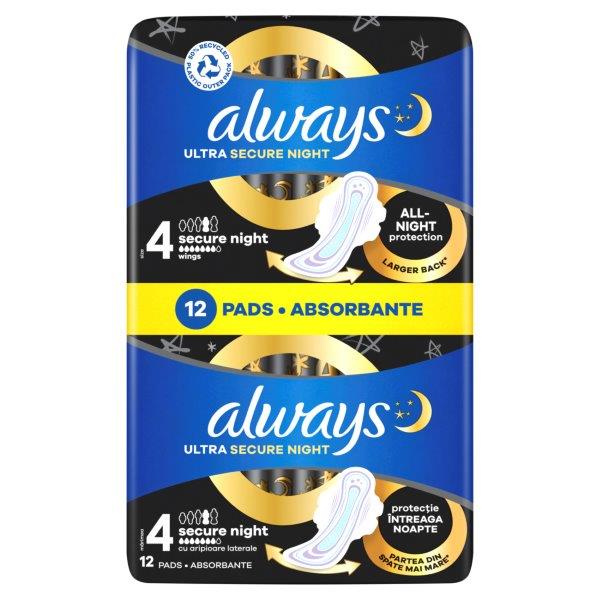 ALWAYS ULTRA NIGHT DUO PACK Дамски превръзки, 12 бр.