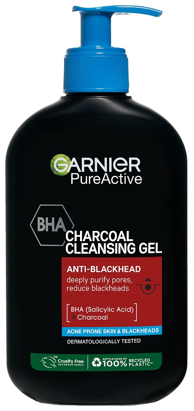 GARNIER PURE ACTIVE Почистващ гел с активен въглен против черни точки, 250мл