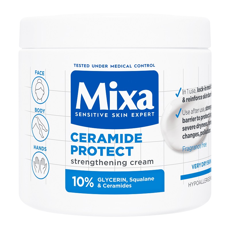 MIXA CERAMIDE PROTECT Многофункционален крем за укрепване на защитната бариера за много суха кожа,400 мл