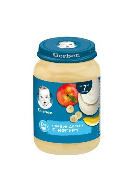 GERBER Пюре плодов десерт с йогурт 7+месеца, 190г