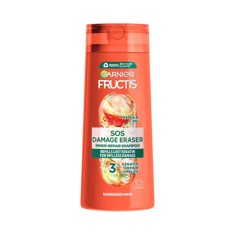 GARNIER FRUCTIS SOS DAMAGE ERASER Шампоан за вътрешно възстановяване на увредена коса, 400мл