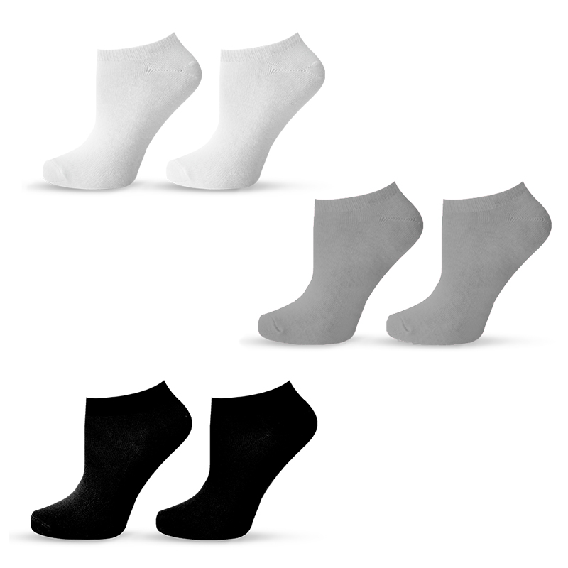 HAPPY FOOTTOPIA BASIC NO SHOW Чорапи памук бял, сив, черен  39-42, 3 БР.