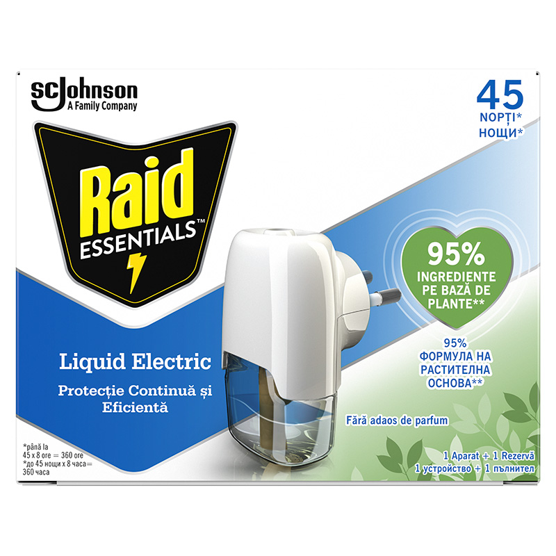 RAID ESSENTIALS Ел.изпарител с пълнител, 21 мл.