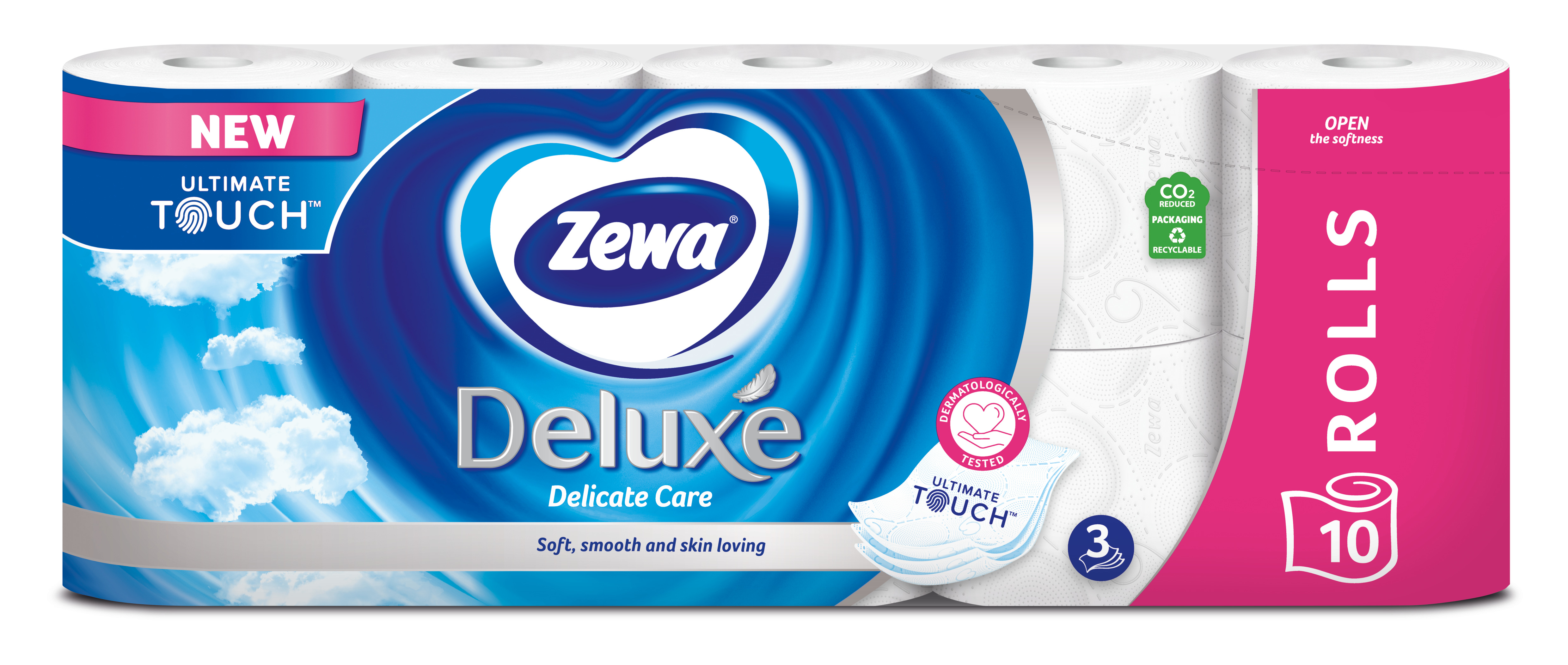 ZEWA DELUXE AQUA TUBE Тоалетна хартия 3 пласта DELICATE CARE, 10 бр.