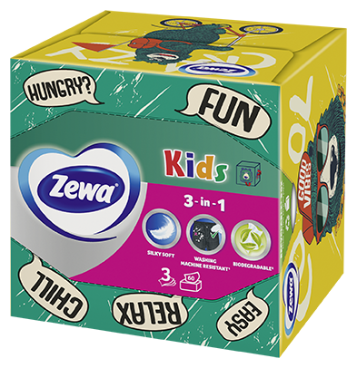 ZEWA 3D ZOO BOX KIDS Кърпички за лице 3 пласта, 60 бр.
