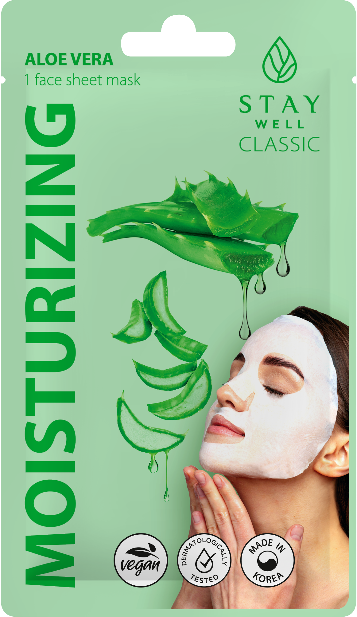 STAY Well ALOE Moisturizing Шийт маска за лице с Алое, 22гр