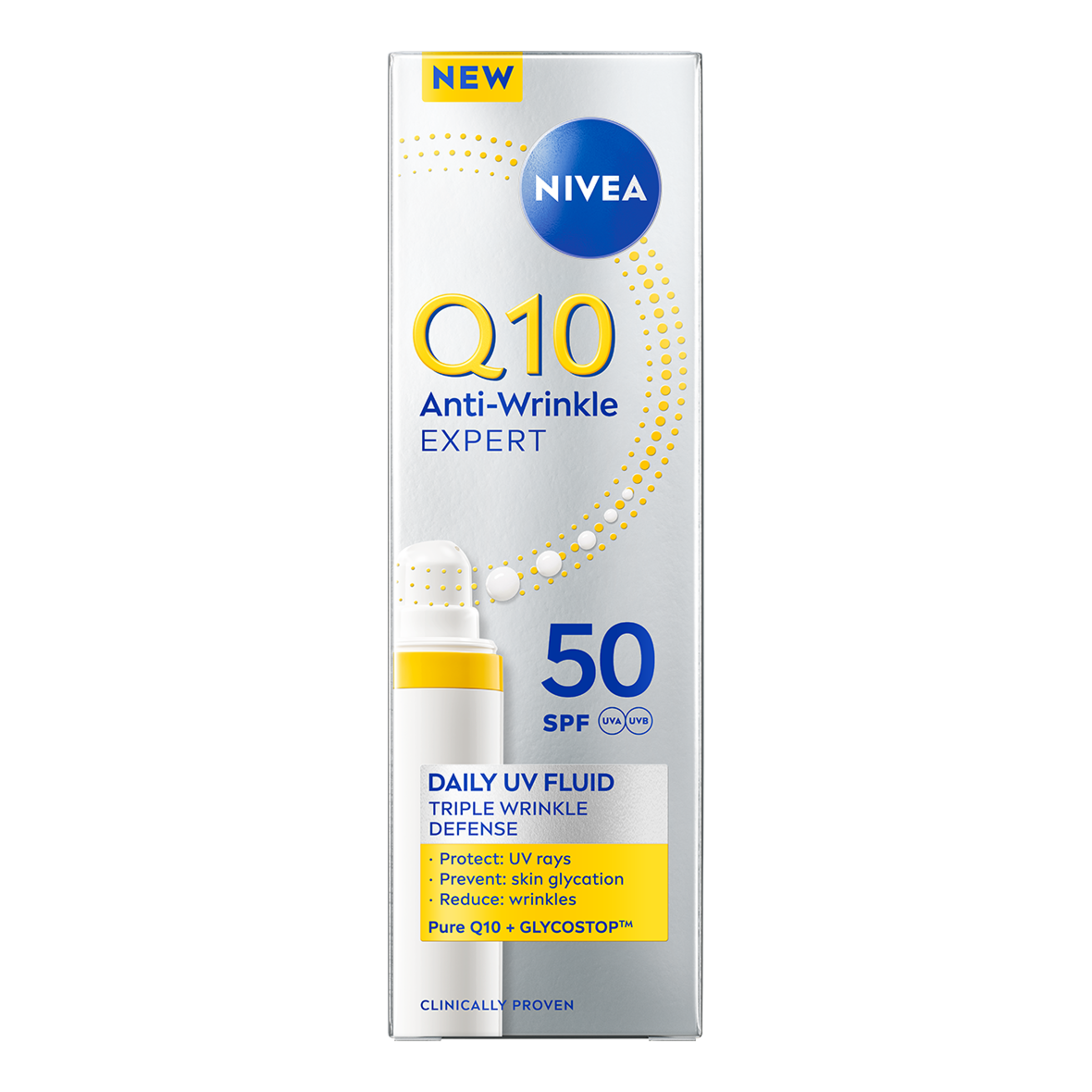 NIVEA Q10 UV Флиуд против гликация и бръчки, SPF 50, 40 ml