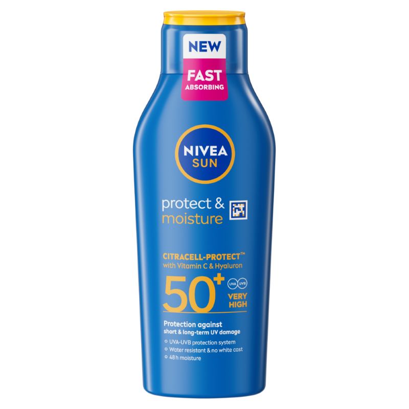 NIVEA Sun Слънцезащитен лосион Protect & Moisture, SPF50+, 400 ml