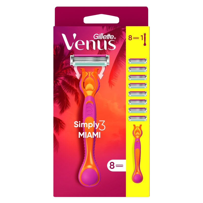 GILLETTE Simply Venus 3 Miami дамски самобръсначкa + 8 ножчета