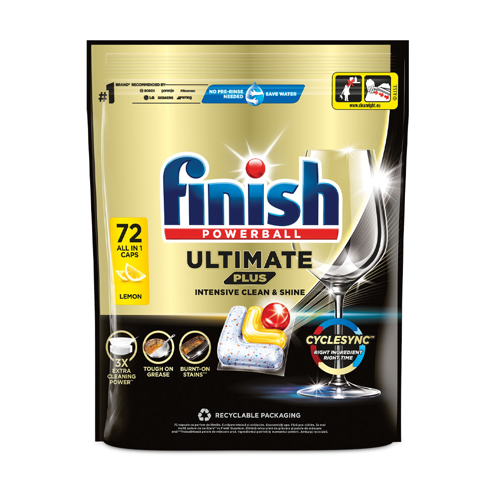 FINISH Ultimate Plus капсули за съдомиялна Лимон, 72 капсули