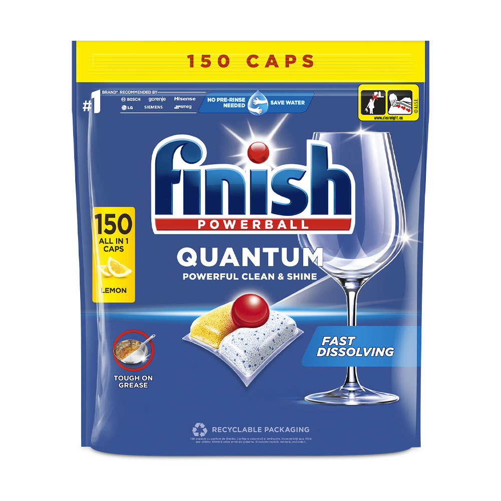 FINISH Quantum AIO капсули за съдомиялна Лимон, 150 капсули