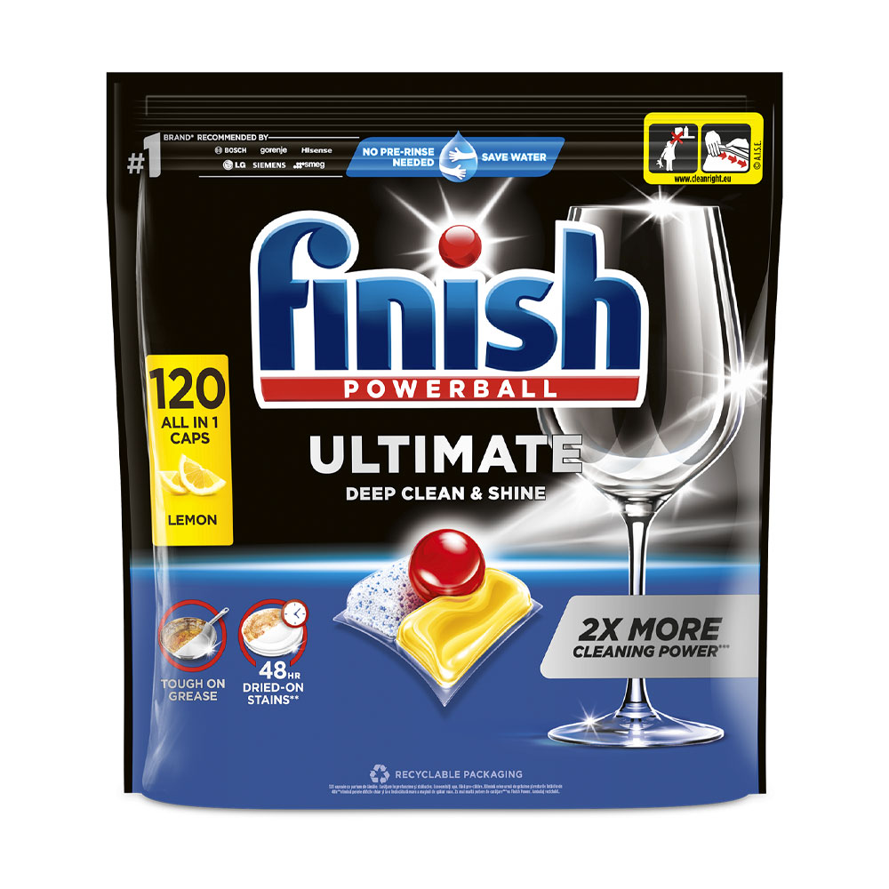 FINISH Ultimate AIO Капсули за съдомиялна Лимон, 120 капсули