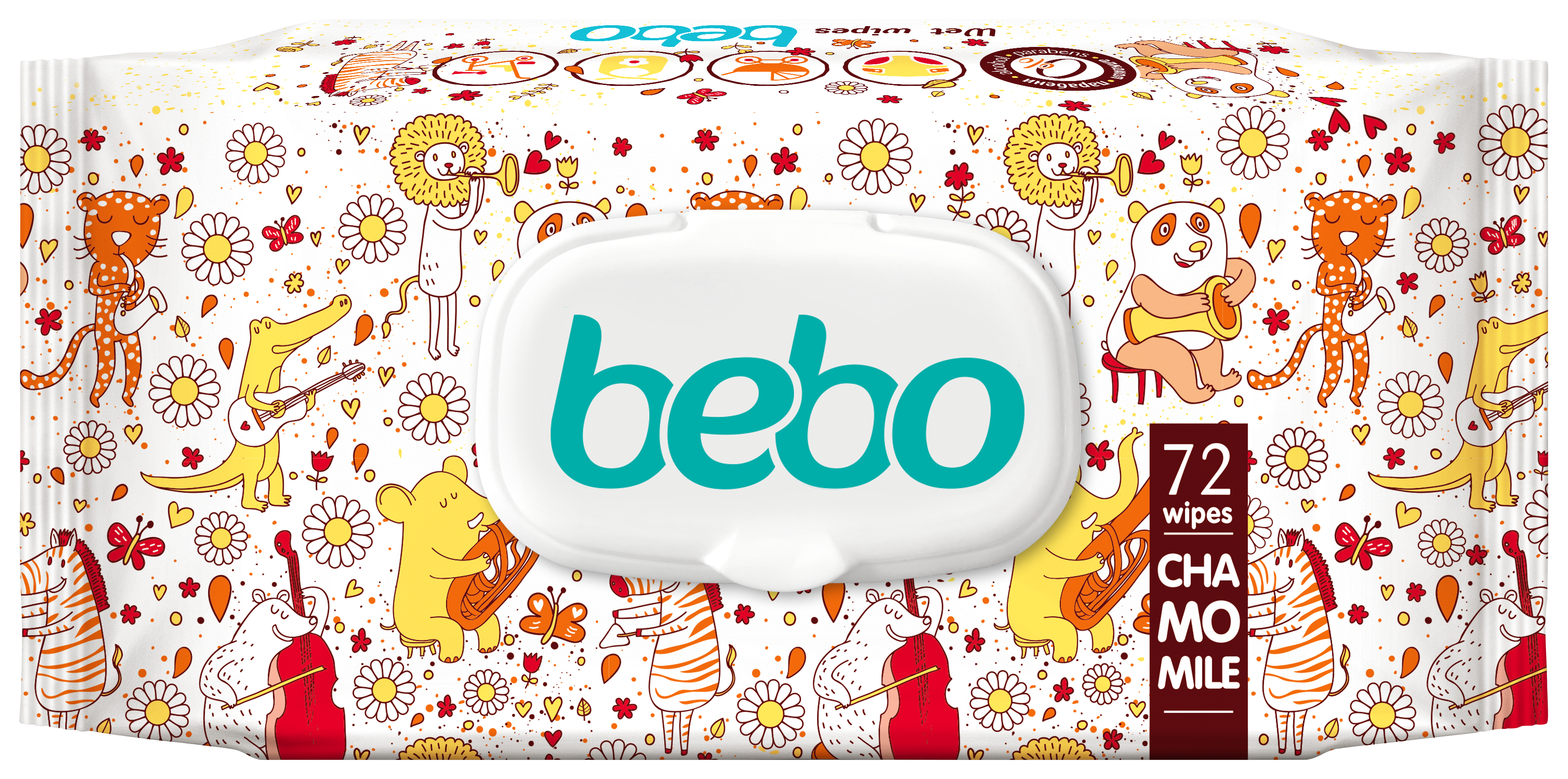BEBO Влажни кърпички с екстракс от лайка с капак, 72бр