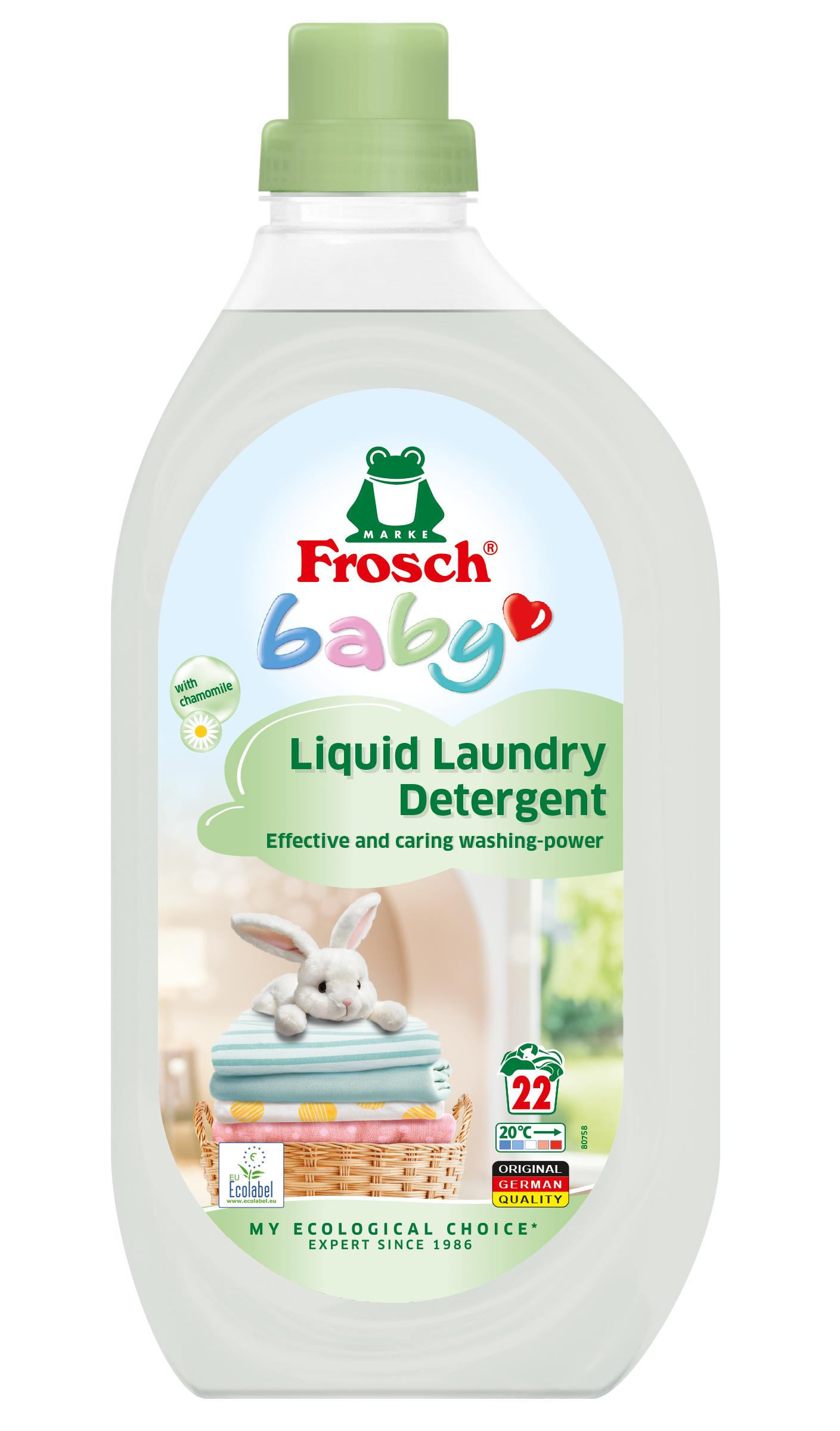 FROSCH BABY Течен перилен препарат за бебешки дрехи за 22 пранета, 1.5 л.