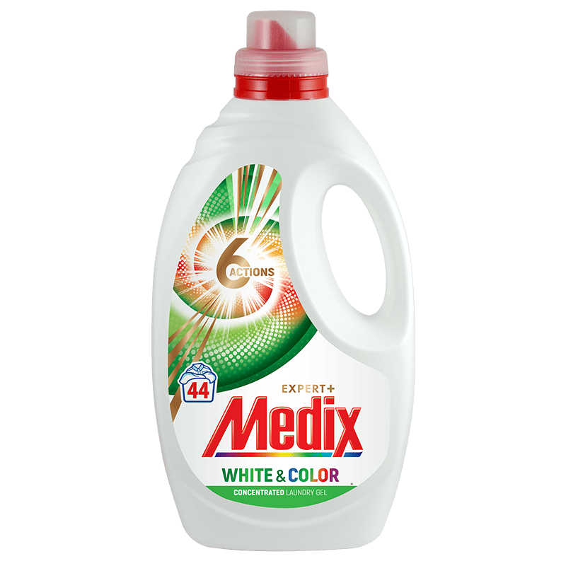  MEDIX WHITE & COLOR Течен перилен препарат за бели и цветни тъкани , 2.2л./44 пранета