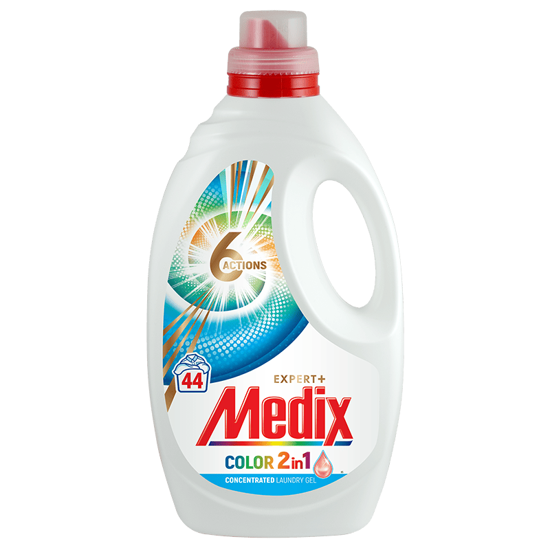  MEDIX COLOR 2in1 Течен перилен препарат за цветни тъкани с омекотител, 2.2л/ 44 пранета 