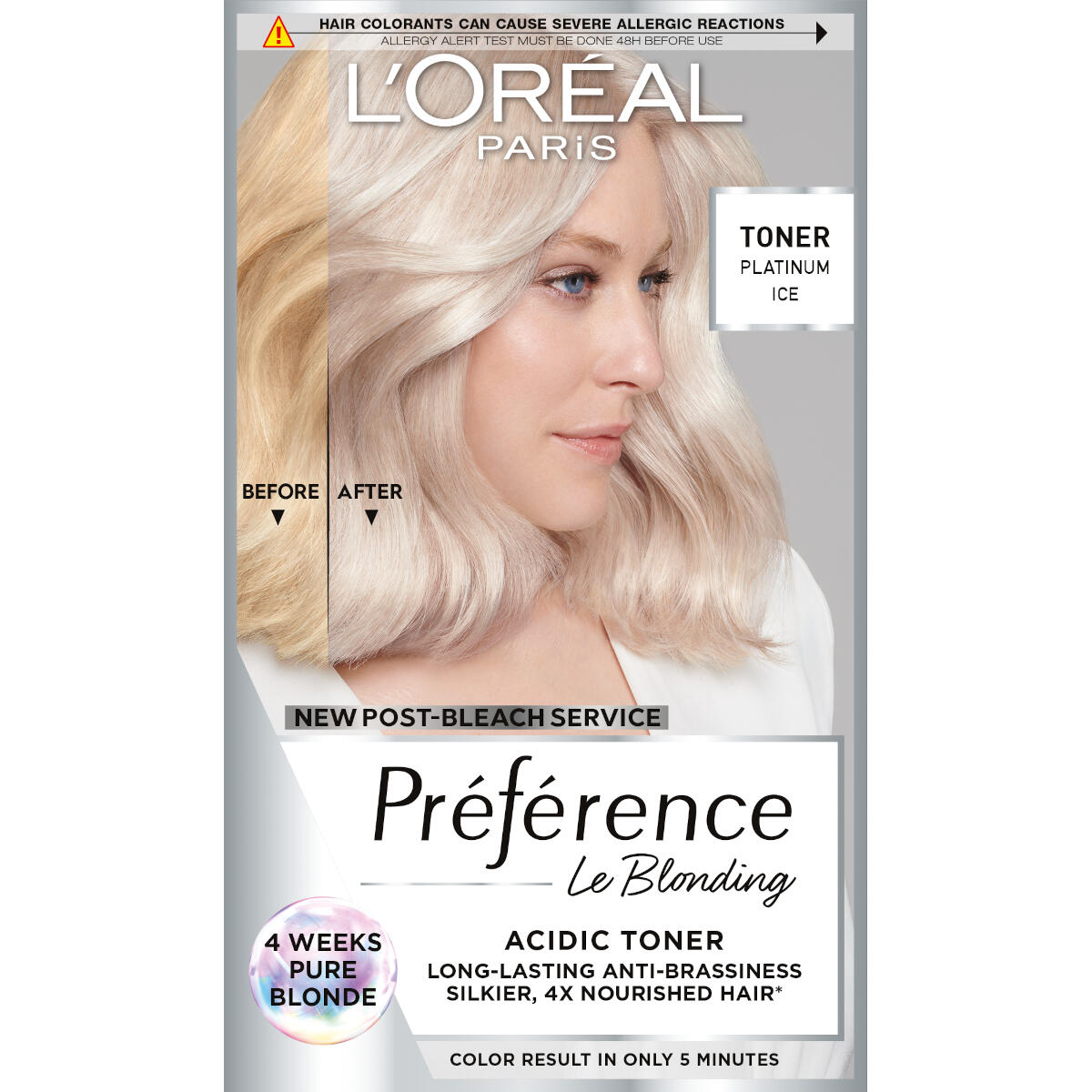 L'OREAL PARIS PREFERENCE КИСЕЛИНЕН ТОНЕР 01 ЗАЛЕДЕНО ПЛАТИНЕНО
