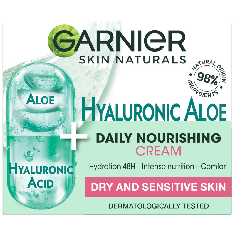 GARNIER SKIN NATURALS HYALURONIC ALOE Подхранващ гел-крем за чувствителна и суха кожа 50, мл