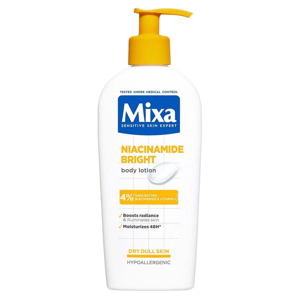 MIXA NIACINAMIDE BRIGHT Лосион за тяло за суха кожа без блясък, 400мл.